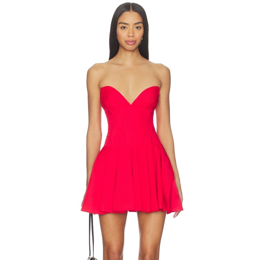 superdown Strapless Sweetheart Mini Dress in Bright Red
